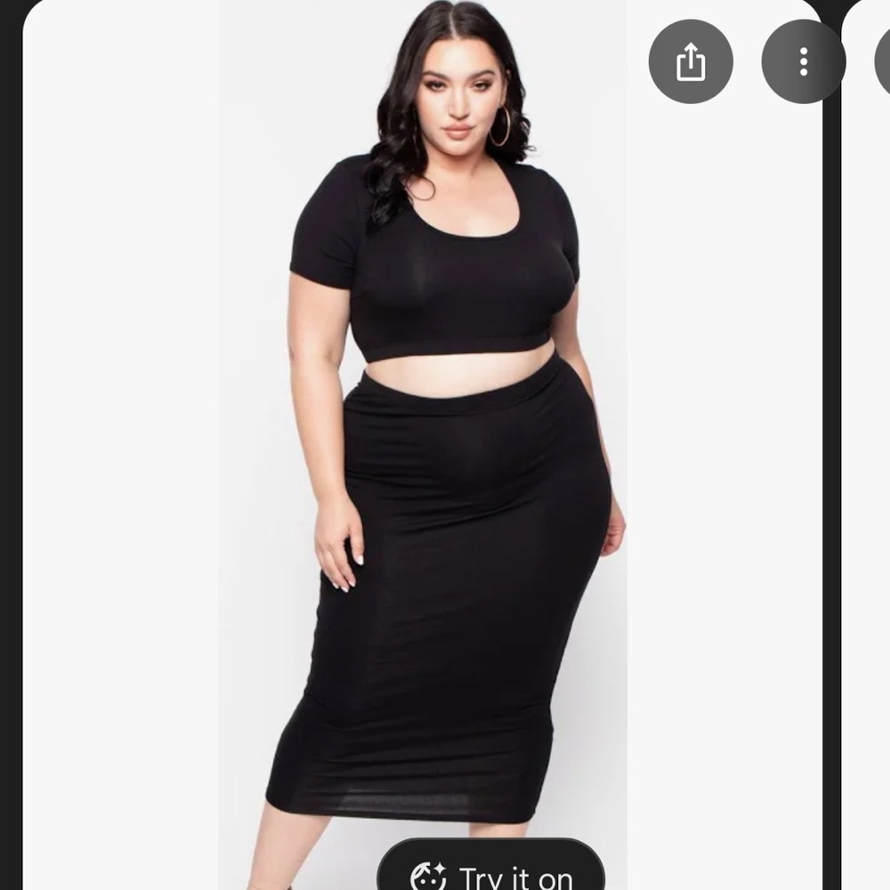 Curvy Sense Women's  Plus Size Skirt and Tank Top Set